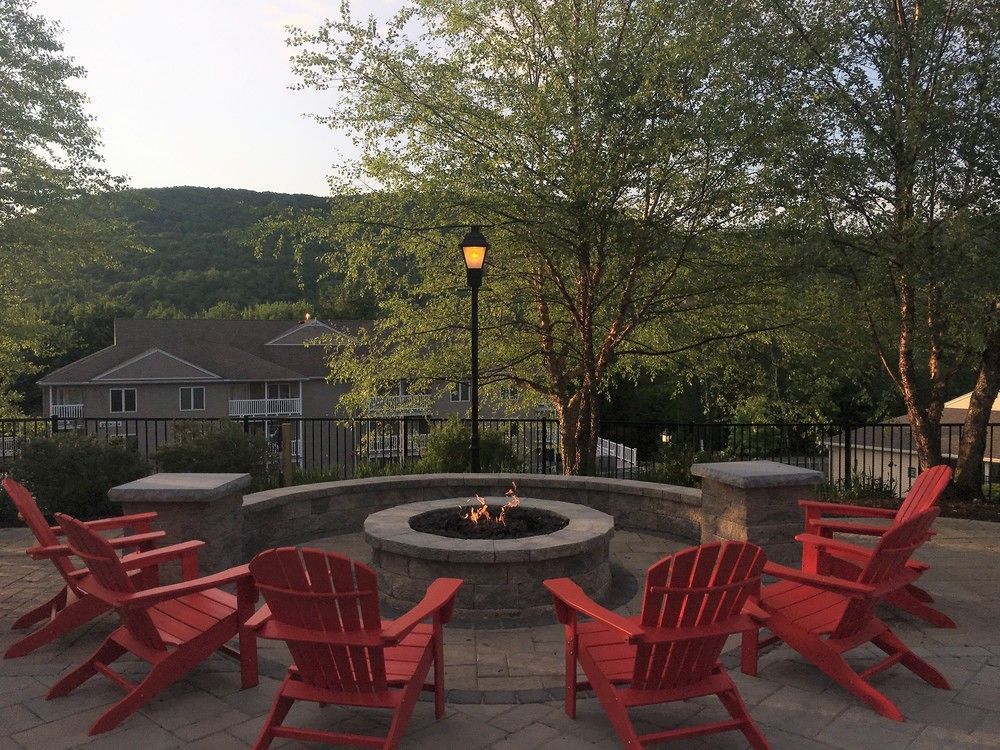 Vacation Village In The Berkshires Ханкок Экстерьер фото The fire pit at the main lodge